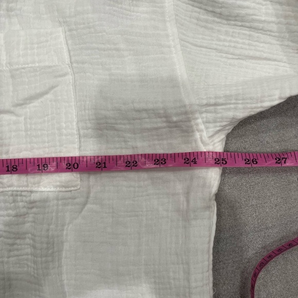 [L]Magaschoni White Organic Cotton Button Shirt Gauze Rolled Sleeve Lagenlook - Picture 4 of 6